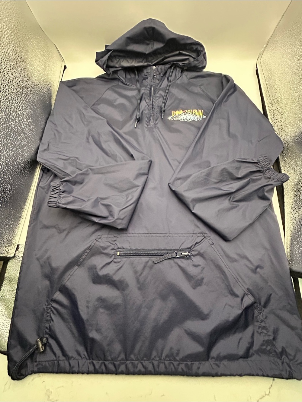 Pink Dolphin Men's Navy Hooded Anorak Jacket M Grap Logo Pullover windbreaker